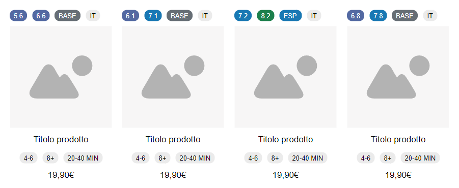 Meeple: visualizzazione elenco prodotti A